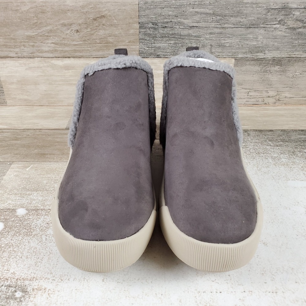 Dr Scholls Time Off Yo Womens Ankle Boots Sz 8 M Gray Slip On Shearling Collar - Picture 2 of 10